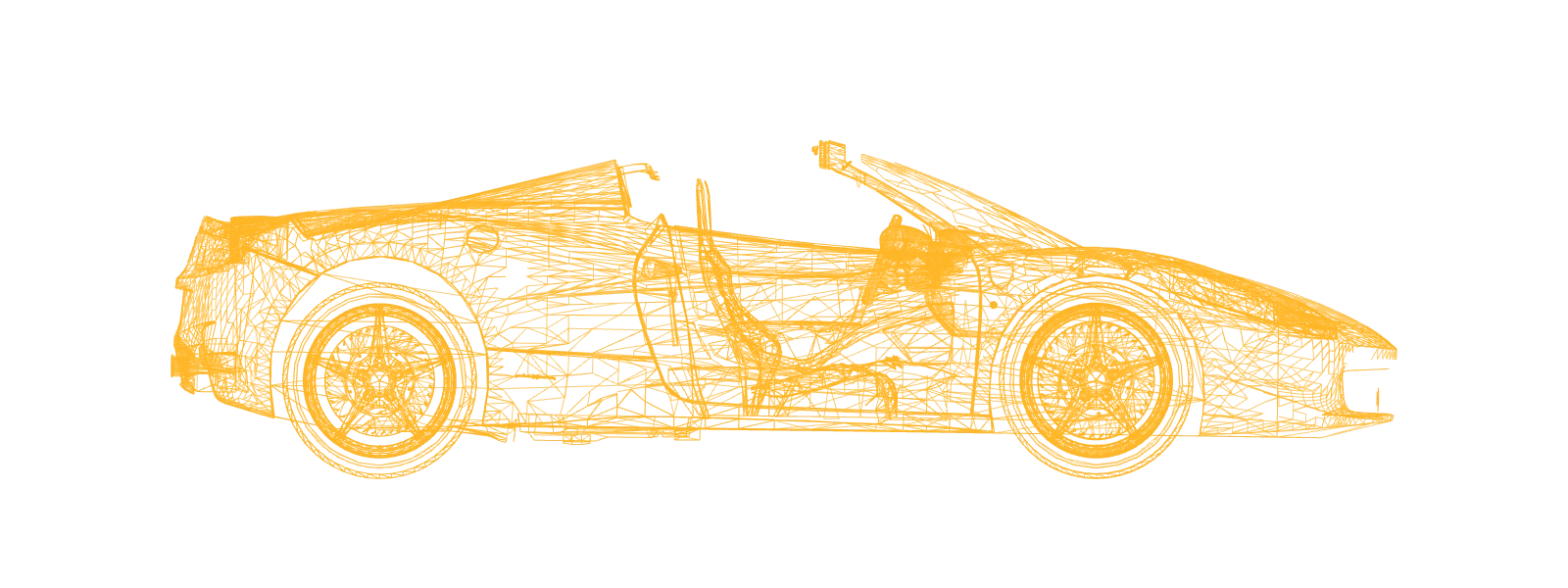 Plano del auto en líneas doradas